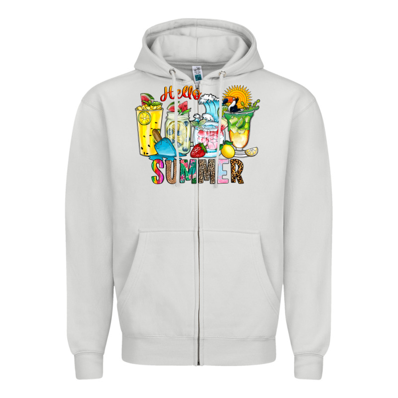 Hello Summer Drink Zipper Hoodie by CowhideDigitalArt | Teevron