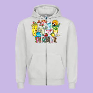 Hello Summer Drink Zipper Hoodie Designed By Cowhidedigitalart