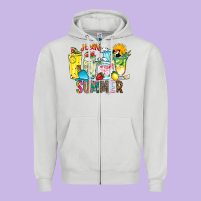 Hello Summer Drink Zipper Hoodie Designed By Cowhidedigitalart