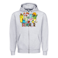 Heather Grey hello summer drink Zipper Hoodie - CowhideDigitalArt