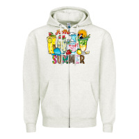 Oatmeal Heather hello summer drink Zipper Hoodie - CowhideDigitalArt