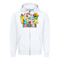 White hello summer drink Zipper Hoodie - CowhideDigitalArt