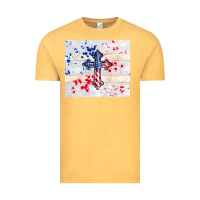 Vintage Mustard 4th of july flag cross Vintage Tee - TumblerDesignByShophia