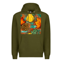 Army Green fall pumpkins seamless pattern Premium Hoodie - BundleAndBundleShop