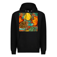 Black fall pumpkins seamless pattern Premium Hoodie - BundleAndBundleShop