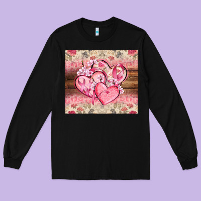 Cancer Hearts Long Sleeve Tee Designed By Cowgirlartshop