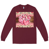 Burgundy cancer hearts Long Sleeve Tee - CowGirlArtShop