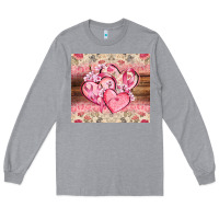 Heather Grey cancer hearts Long Sleeve Tee - CowGirlArtShop