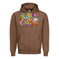 Chestnut Spooky Vibes Ghost Zipper Hoodie - CowhideDigitalArt