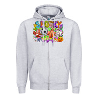 Heather Grey Spooky Vibes Ghost Zipper Hoodie - CowhideDigitalArt