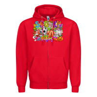 Red Spooky Vibes Ghost Zipper Hoodie - CowhideDigitalArt