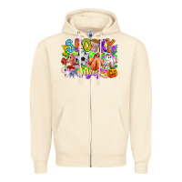 Sandshell Spooky Vibes Ghost Zipper Hoodie - CowhideDigitalArt