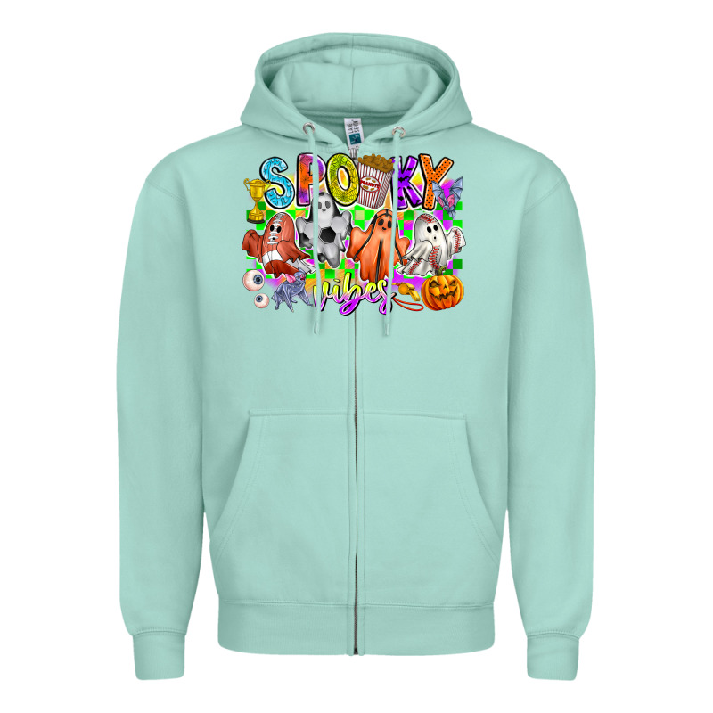 Spooky Vibes Ghost Zipper Hoodie by CowhideDigitalArt | Teevron