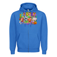 True Royal Spooky Vibes Ghost Zipper Hoodie - CowhideDigitalArt