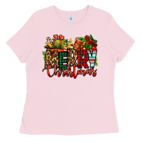 Bubblegum Pink merry Christmas Ladies Tee - Jasminsmagicworld