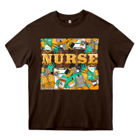 Chocolate Brown Green And Yellow Nurse Heavy Core Tee - LillyAllenDesigns