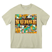 Mossy Green And Yellow Nurse Heavy Core Tee - LillyAllenDesigns