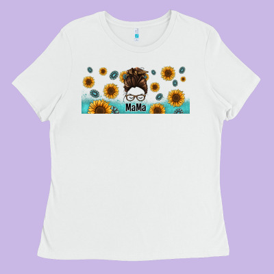 Western Mama Messy Bun Ladies Tee Designed By Jasminsmagicworld