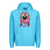 Ocean Blue Pink Christmas Truck Gnome Premium Hoodie - FaDigitalArtStudio