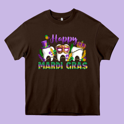 Mardi Gras Celebration With Teeth Heavy Core Tee Designed By Lillyallendesigns