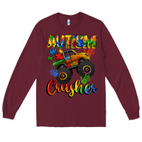 Burgundy autism crusher Long Sleeve Tee - CowGirlArtShop