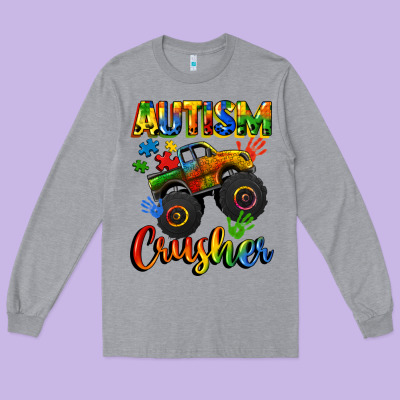 Autism Crusher Long Sleeve Tee Designed By Cowgirlartshop