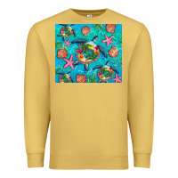 Antique Gold Turtle summer seashells starfish seaweed Premium Sweatshirt - Artiststas