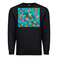 Black Turtle summer seashells starfish seaweed Premium Sweatshirt - Artiststas