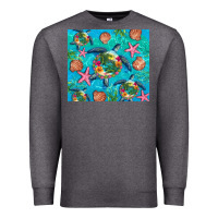 Charcoal Heather Turtle summer seashells starfish seaweed Premium Sweatshirt - Artiststas