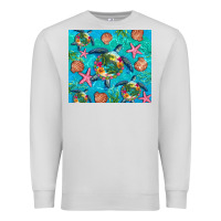 Dove Grey Turtle summer seashells starfish seaweed Premium Sweatshirt - Artiststas