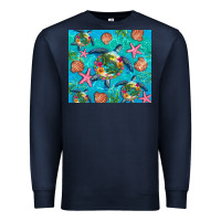 Navy Turtle summer seashells starfish seaweed Premium Sweatshirt - Artiststas