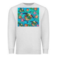 Oatmeal Heather Turtle summer seashells starfish seaweed Premium Sweatshirt - Artiststas