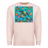 Pale Pink Turtle summer seashells starfish seaweed Premium Sweatshirt - Artiststas