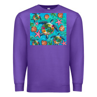 Purple Turtle summer seashells starfish seaweed Premium Sweatshirt - Artiststas