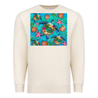Sandshell Turtle summer seashells starfish seaweed Premium Sweatshirt - Artiststas