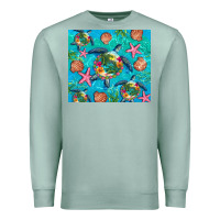 Seafoam Turtle summer seashells starfish seaweed Premium Sweatshirt - Artiststas