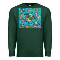 Sports Green Turtle summer seashells starfish seaweed Premium Sweatshirt - Artiststas