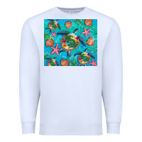 White Turtle summer seashells starfish seaweed Premium Sweatshirt - Artiststas