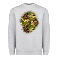 Heather Grey camouflage and leopard patch  4 Heavyweight Sweatshirt - BundleAndBundleShop