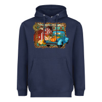 Navy Farm Life Fall Barn And Truck Heavyweight Hoodie - Artiststas