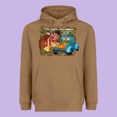 Farm Life Fall Barn And Truck Heavyweight Hoodie Designed By Artiststas