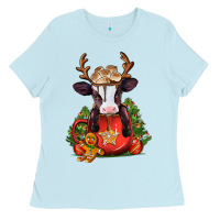 Christmas Baby Cow Hot Cocoa Ladies Tee | Teevron