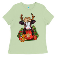 Matcha christmas baby cow hot cocoa Ladies Tee - Jasminsmagicworld
