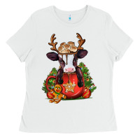 White christmas baby cow hot cocoa Ladies Tee - Jasminsmagicworld