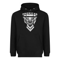 Black American Fighter 3 Heavyweight Hoodie - lanVoArt