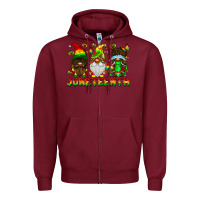 Burgundy June Teenth Gnomes Zipper Hoodie - CowhideDigitalArt
