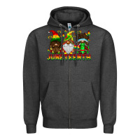 Charcoal Heather June Teenth Gnomes Zipper Hoodie - CowhideDigitalArt