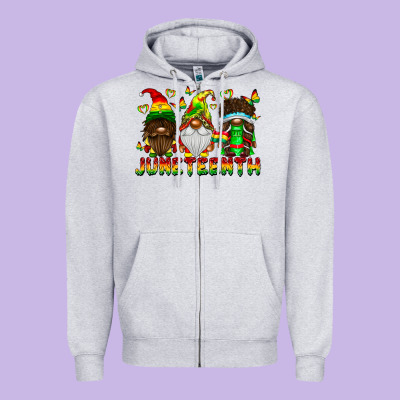 June Teenth Gnomes Zipper Hoodie Designed By Cowhidedigitalart