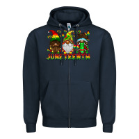Navy June Teenth Gnomes Zipper Hoodie - CowhideDigitalArt