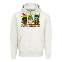 Oatmeal Heather June Teenth Gnomes Zipper Hoodie - CowhideDigitalArt